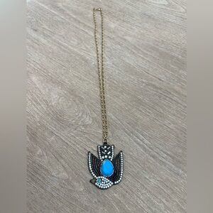 Juicy couture gold turquoise embellished bird necklace